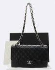 A58600 Caviar silver classic jumbo L size chain shoulder bag CH
