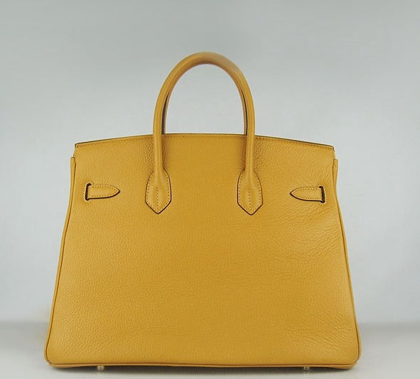 HMS Birkin 35cm Togo Leather Handbags Yellow Golden