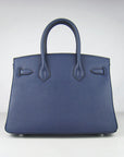 HMS Birkin 30cm Togo Leather Handbags Dark Blue Silver