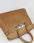 HMS Birkin 35cm Togo Leather Handbags Light Coffee Silver