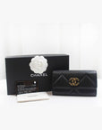 19 flap medium wallet lambskin black gold plated 30th unit AP0953 CH