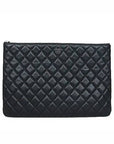 A69251 Black Caviar Beauty CC Silver Logo Large Clutch CH