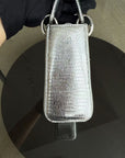 *Rare* D1OR Lady Mini - Lizard Silver Metallic Limited Edition Chain Strap Silver Hardware