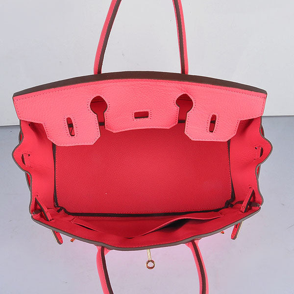 HMS Birkin 30cm Togo Leather Handbags Lip Pink Golden