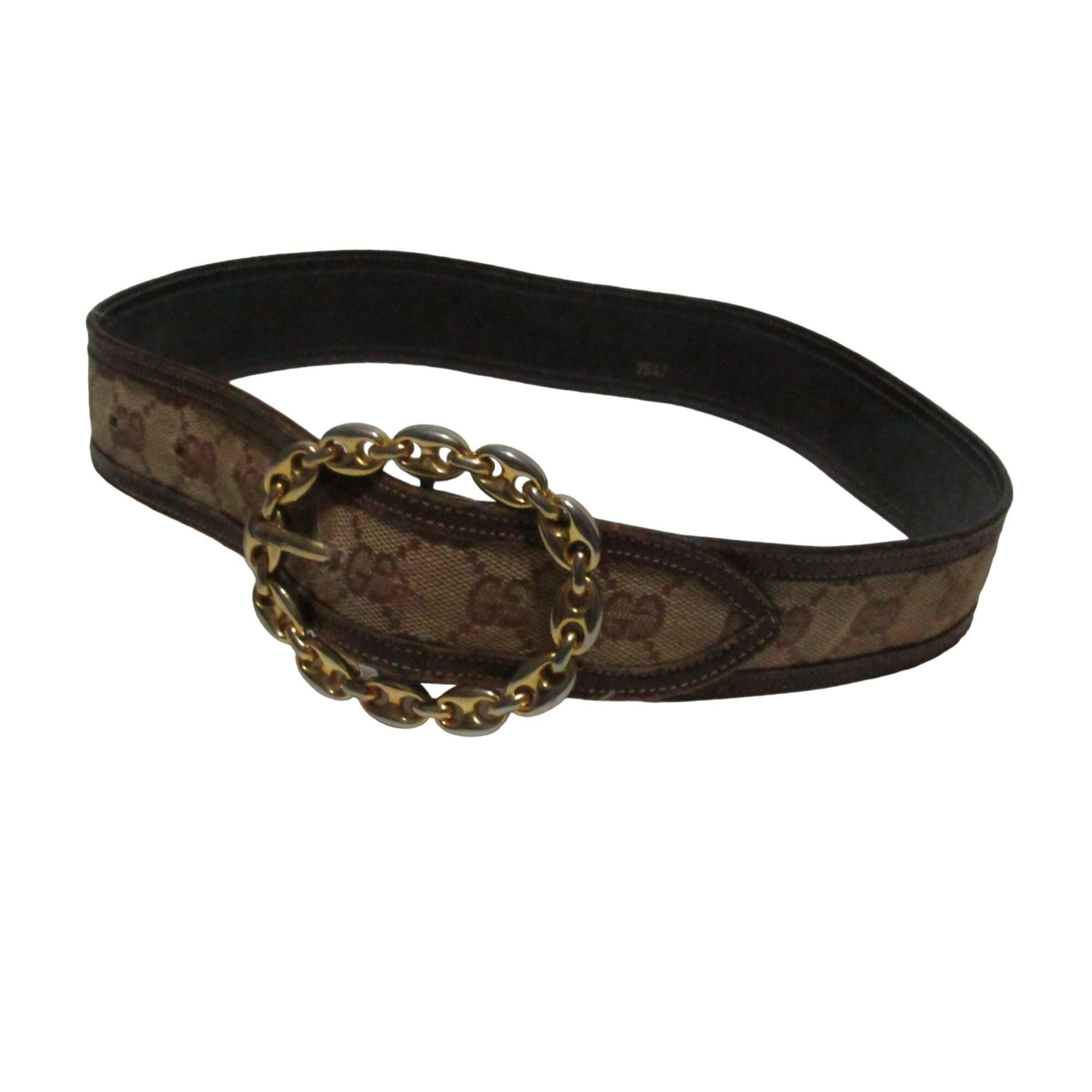 Early brown GCCIssima leather belt w a gold GCCI link buckle