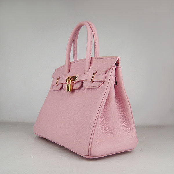 HMS Birkin 30cm Togo Leather Handbags Pink Golden