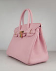 HMS Birkin 30cm Togo Leather Handbags Pink Golden