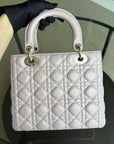 *Adjustable Strap* D1OR Lady Medium - Iridescent Cannage Lambskin Light Pink Golden Hardware