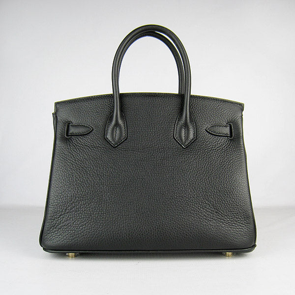 HMS Birkin 30cm Togo Leather Handbags Black Golden