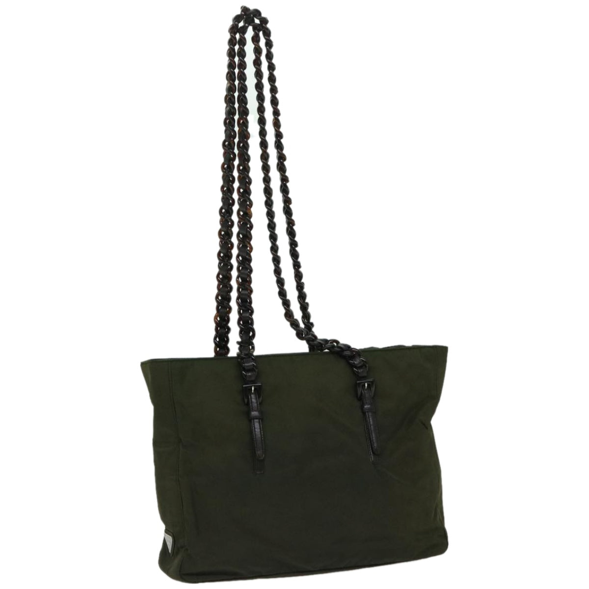 PRD Chain Shoulder Bag Nylon Green Auth ac2783