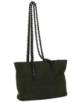 PRD Chain Shoulder Bag Nylon Green Auth ac2783