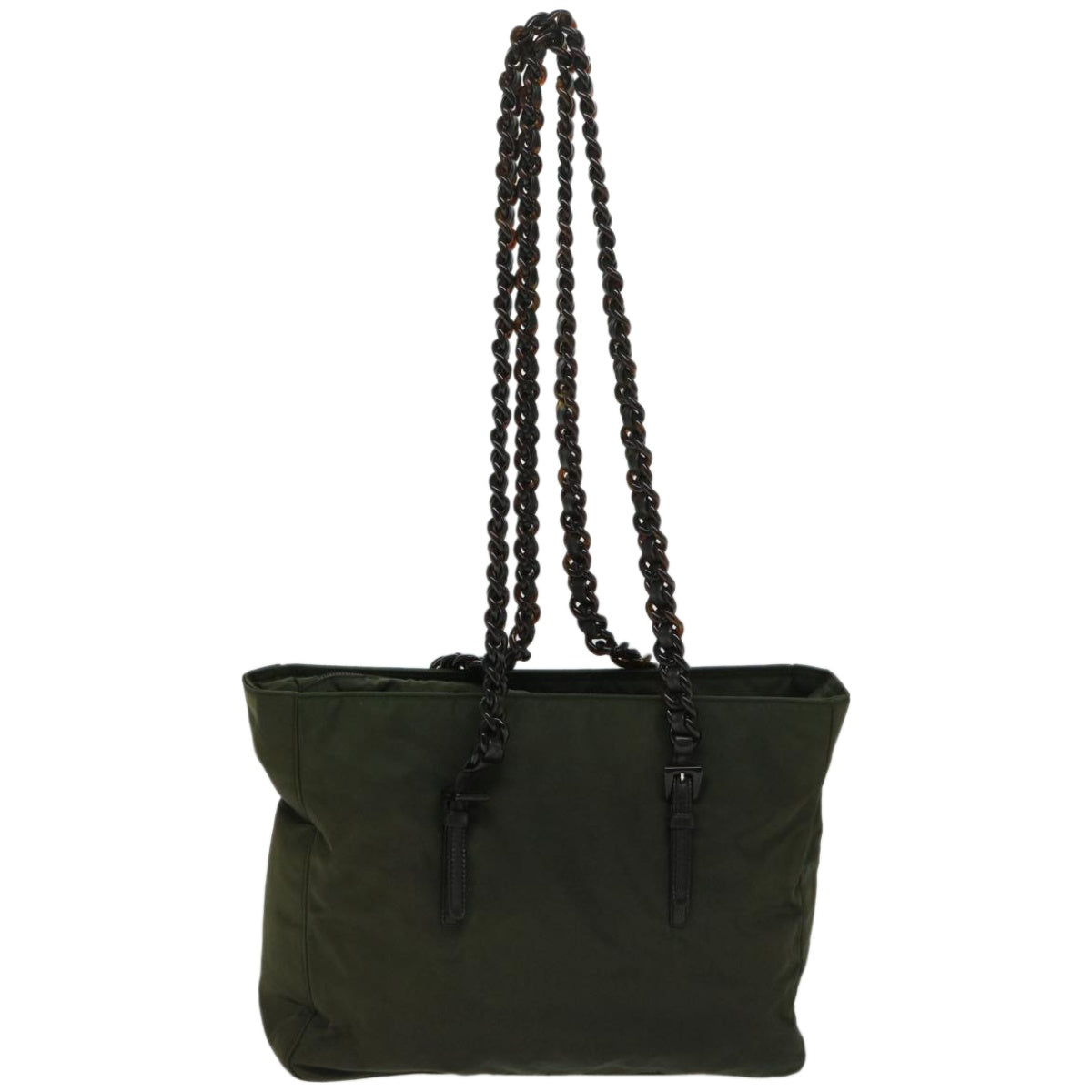 PRD Chain Shoulder Bag Nylon Green Auth ac2783