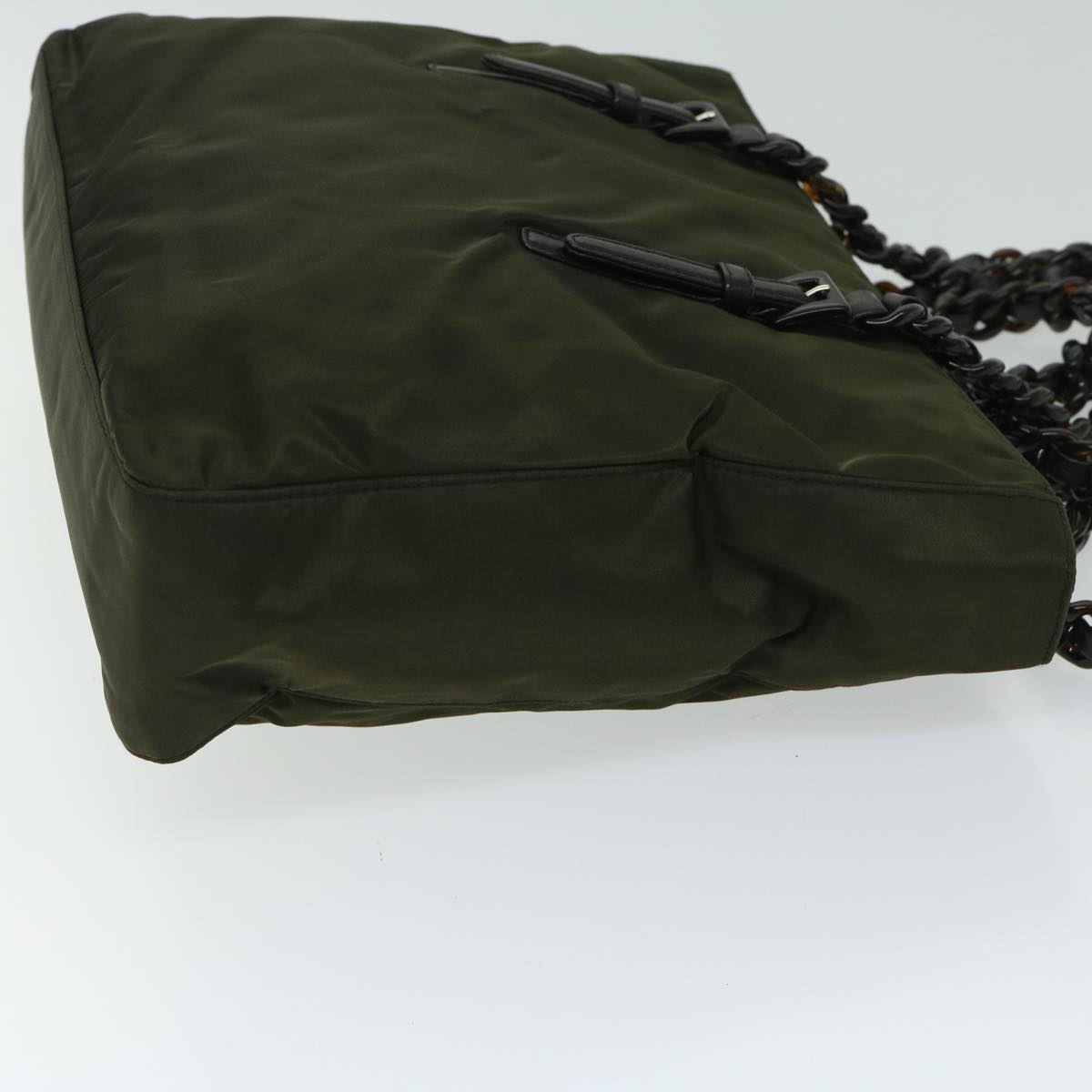 PRD Chain Shoulder Bag Nylon Green Auth ac2783