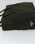 PRD Chain Shoulder Bag Nylon Green Auth ac2783