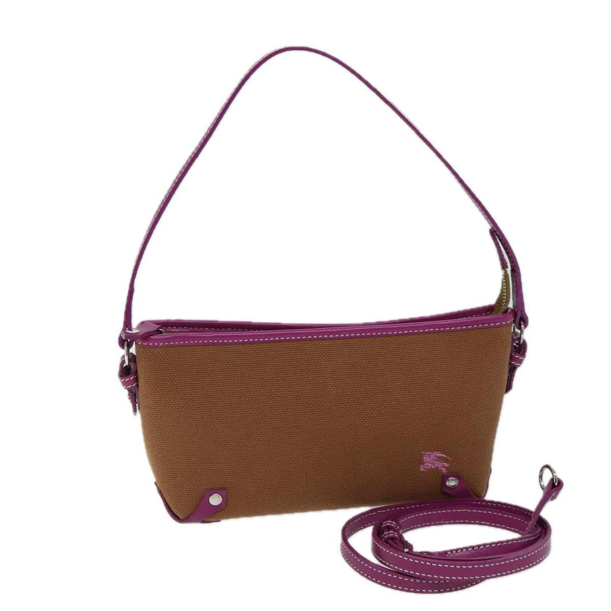 BBERRY Blue Label Shoulder Bag Canvas 2way Brown Auth ac2940