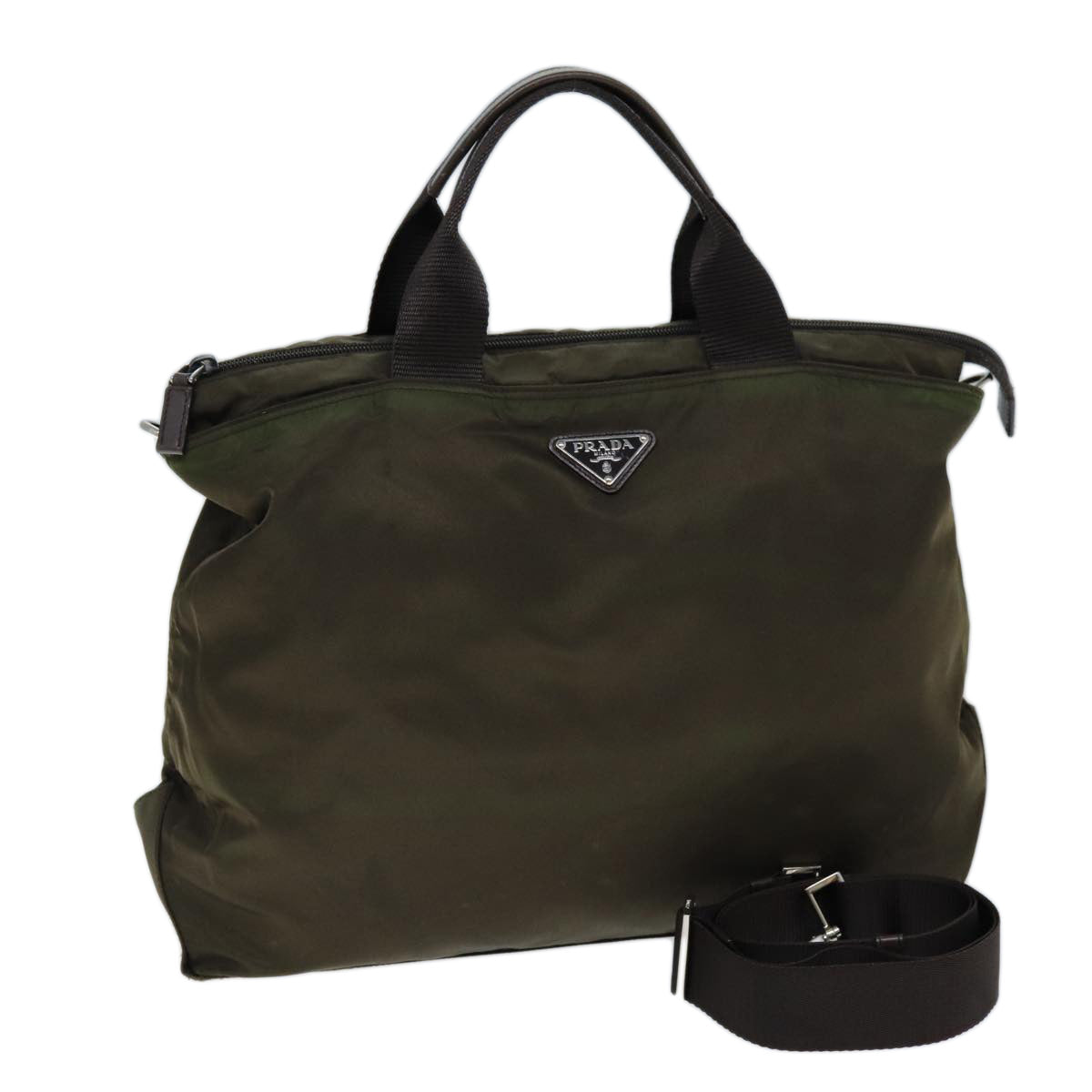 PRD Hand Bag Nylon 2way Brown Auth ac2959