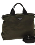 PRD Hand Bag Nylon 2way Brown Auth ac2959