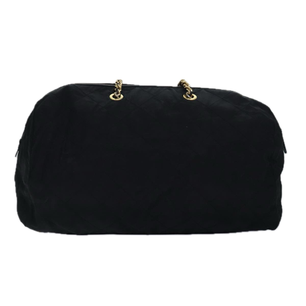 PRD Chain Boston Bag Nylon Black Auth ac3064
