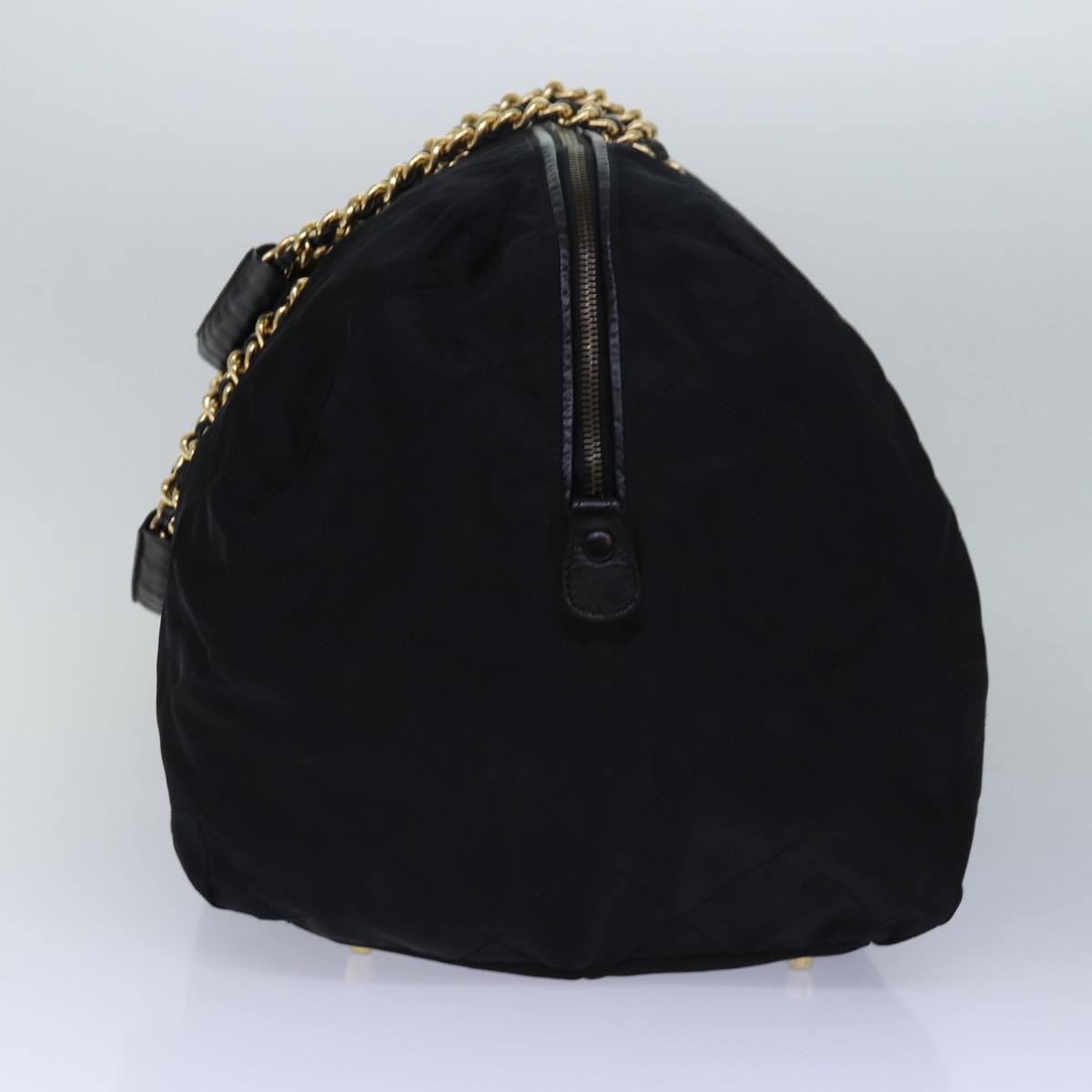 PRD Chain Boston Bag Nylon Black Auth ac3064