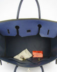HMS Birkin 35cm Togo Leather Handbags 6099 Dark Blue Golden