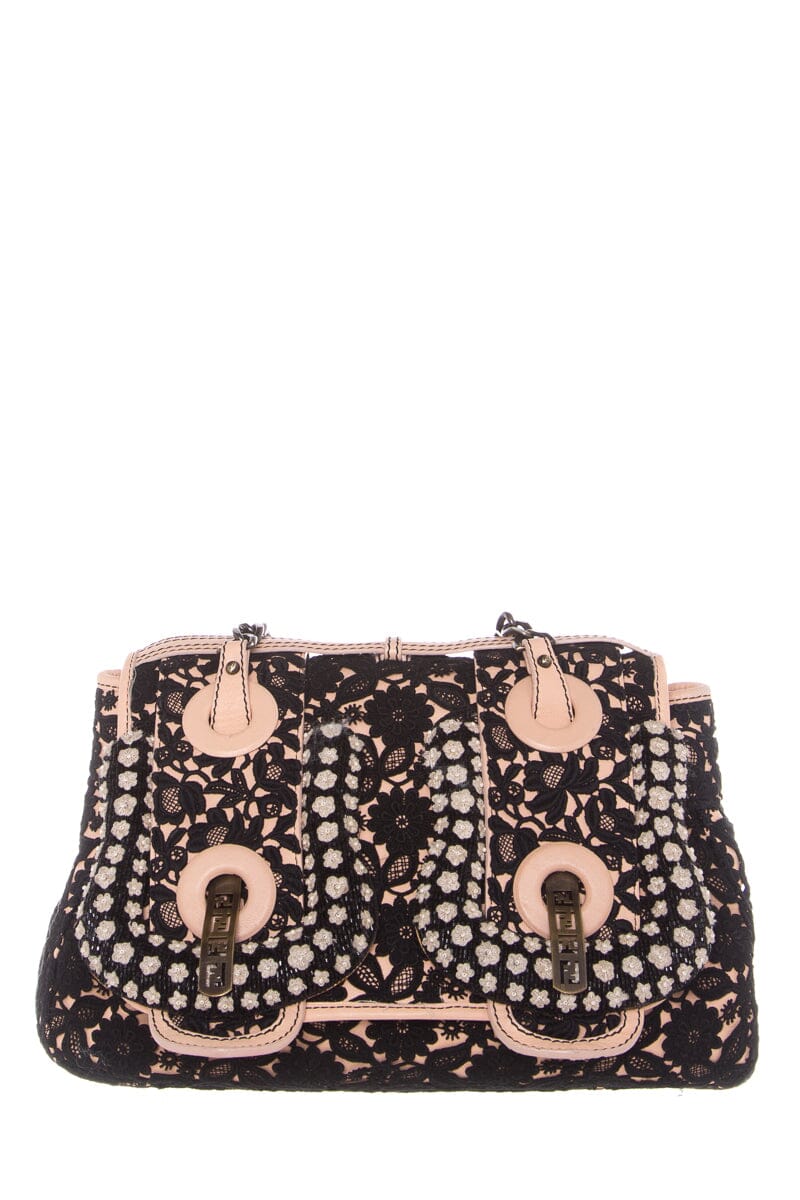 FNDI Black &amp; Nude Lace Limited Edition B Handbag