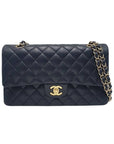A01112 Black Lambskin Gold Classic Medium Chain Shoulder Bag CH