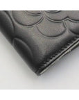 A50087 Black Lambskin Camellia Embossed Zip up Medium Wallet CH