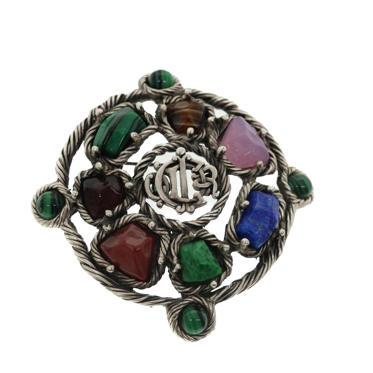 CHRISTIAN D1OR Brooch metal Silver Auth am3560