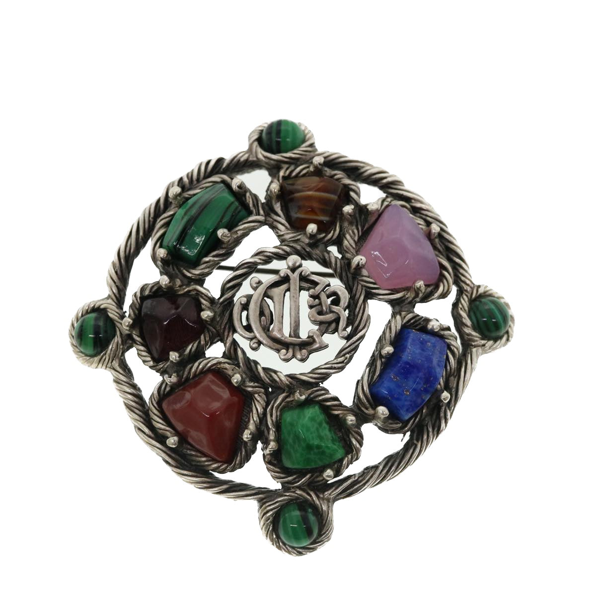 CHRISTIAN D1OR Brooch metal Silver Auth am3560