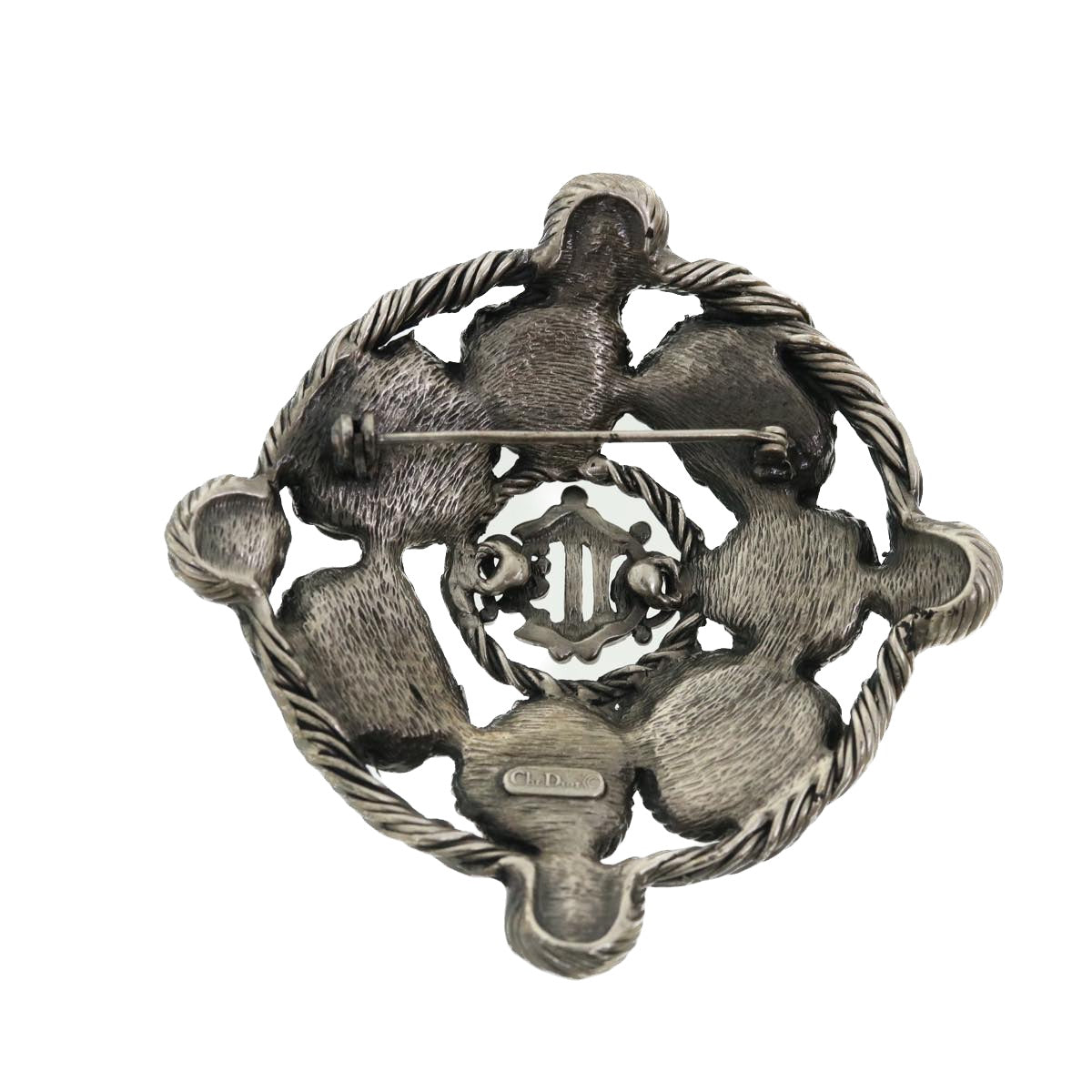CHRISTIAN D1OR Brooch metal Silver Auth am3560