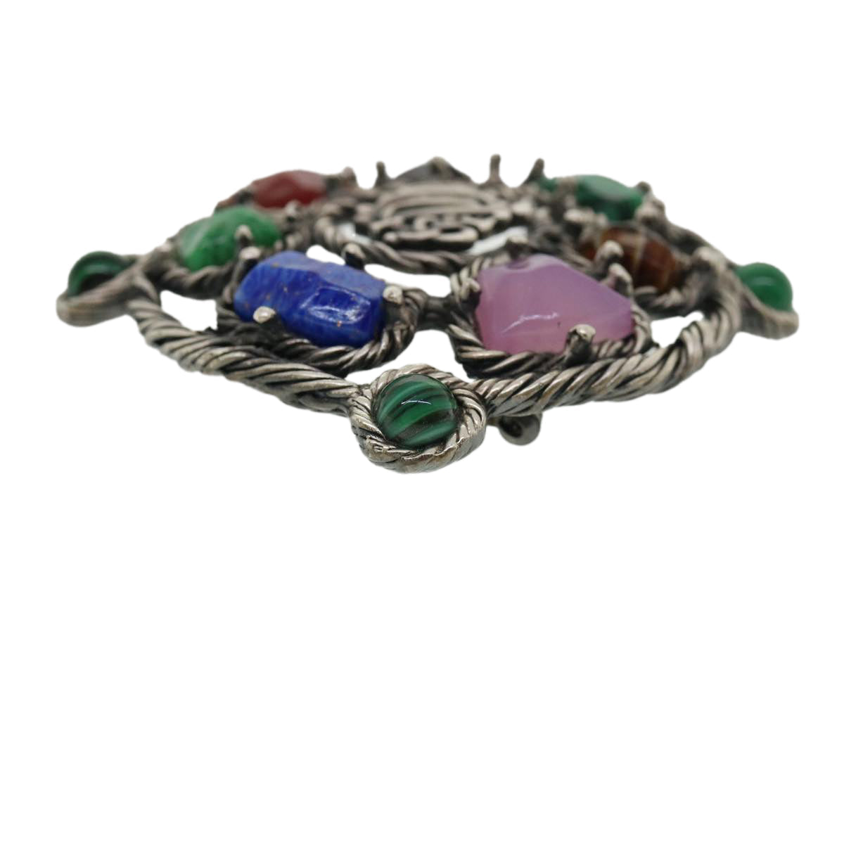 CHRISTIAN D1OR Brooch metal Silver Auth am3560