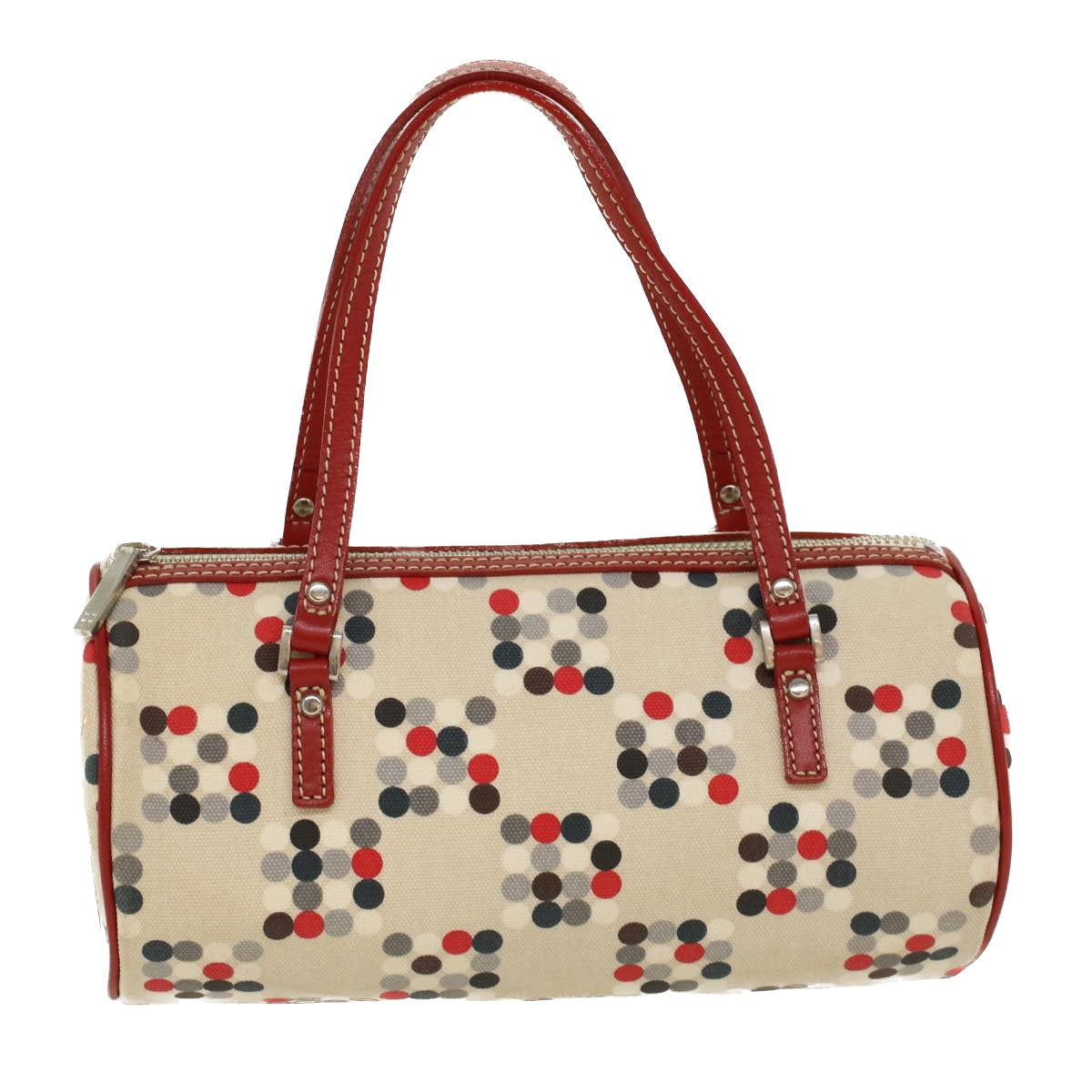BBERRY Blue Label Hand Bag Nylon Leather Beige Auth am4676