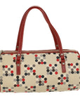 BBERRY Blue Label Hand Bag Nylon Leather Beige Auth am4676