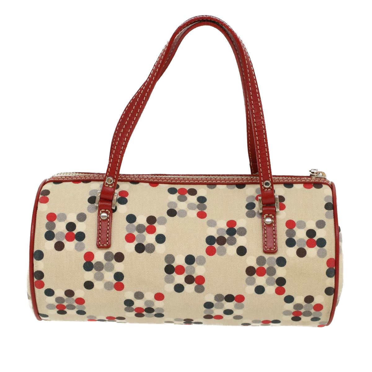 BBERRY Blue Label Hand Bag Nylon Leather Beige Auth am4676
