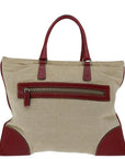 PRD Hand Bag Canvas Beige Red Auth ar11582B