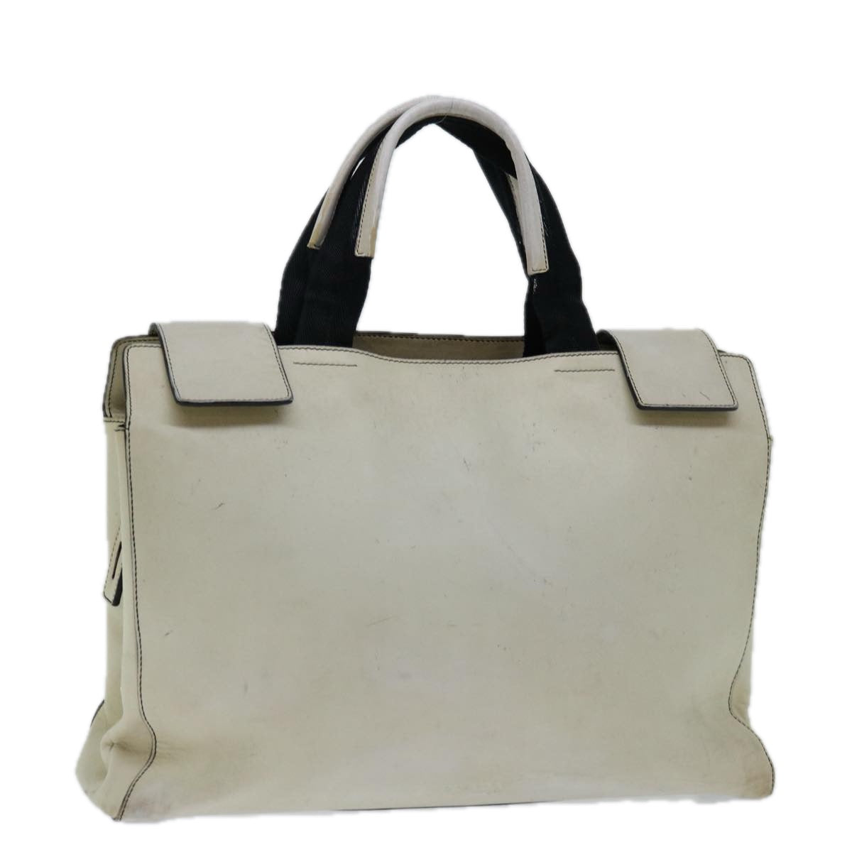 PRD Hand Bag Leather White Auth ar11644B