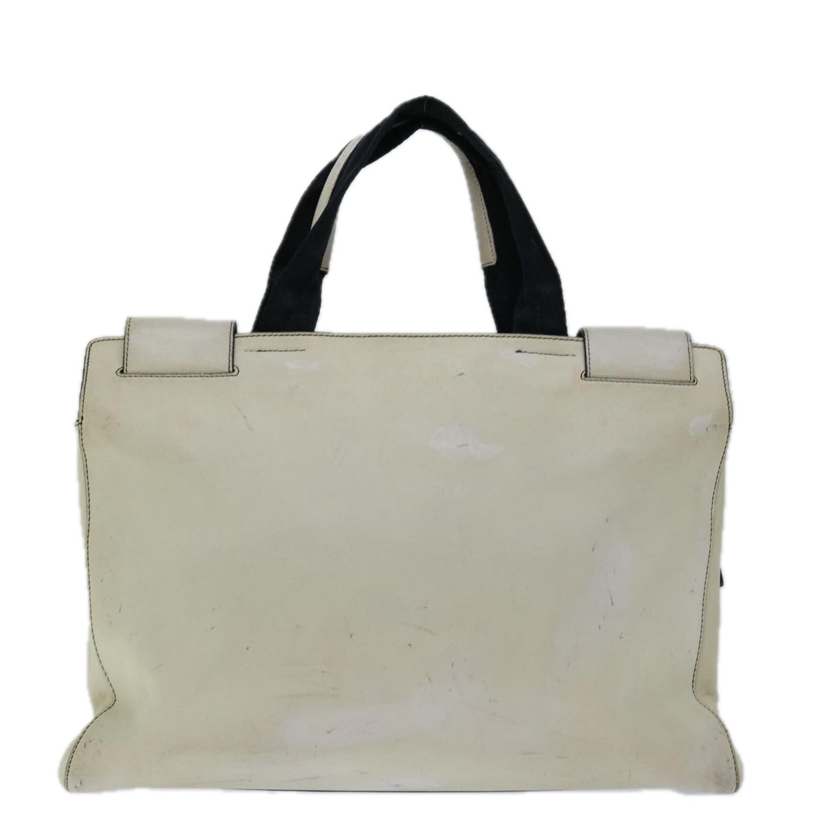 PRD Hand Bag Leather White Auth ar11644B