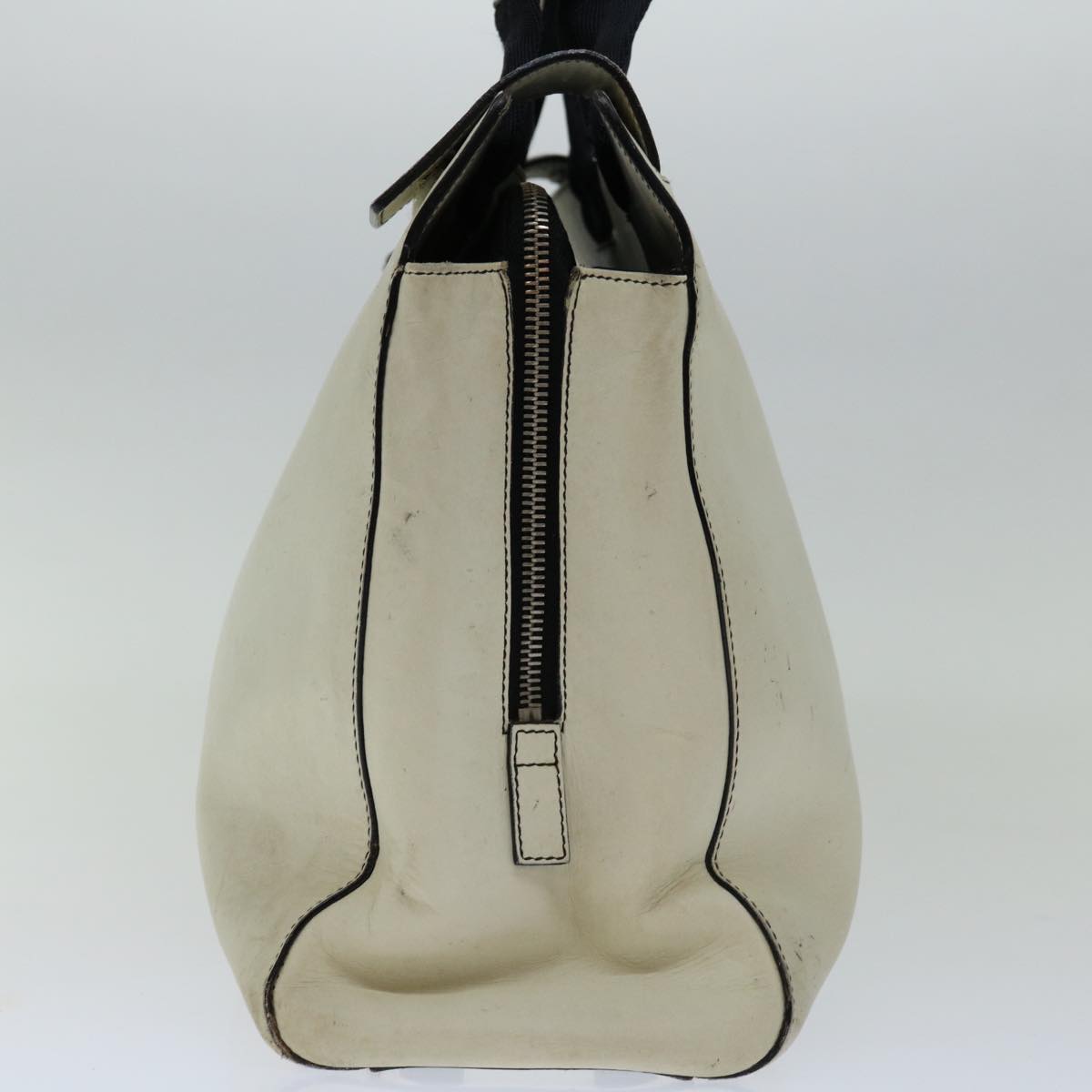 PRD Hand Bag Leather White Auth ar11644B