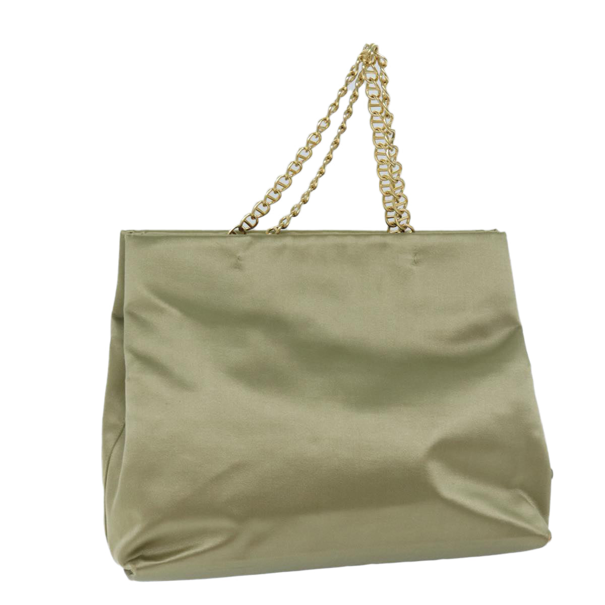 PRD Chain Hand Bag Satin Beige Auth ar11648B