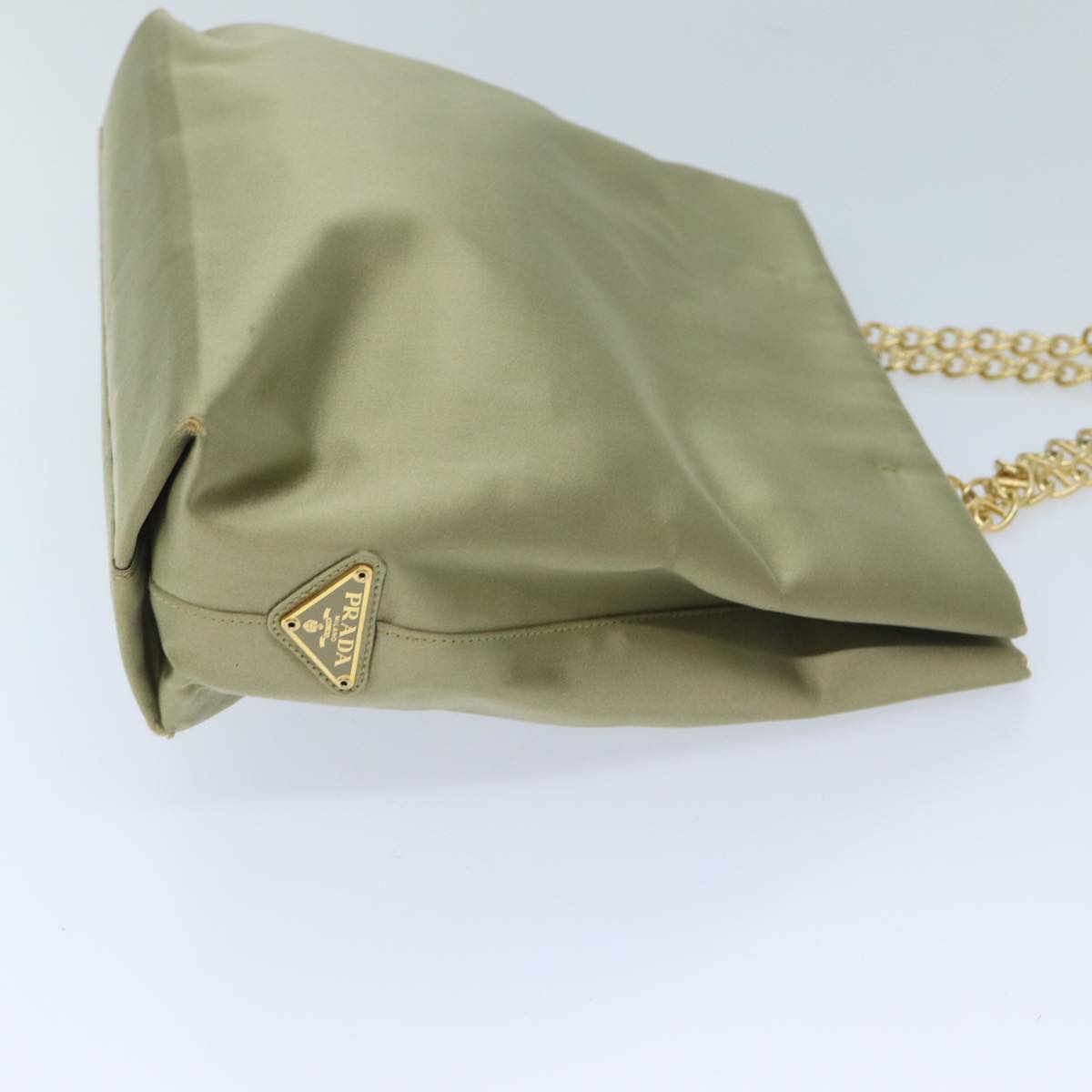 PRD Chain Hand Bag Satin Beige Auth ar11648B