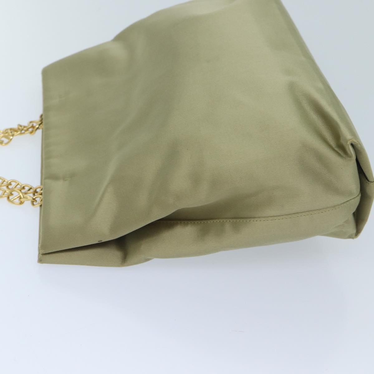 PRD Chain Hand Bag Satin Beige Auth ar11648B