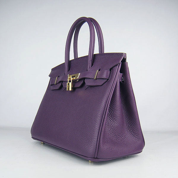 HMS Birkin 30cm Togo leather Handbags purple golden