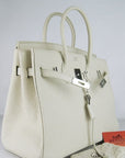 HMS Birkin 35cm Togo Leather Handbags Beige Silver