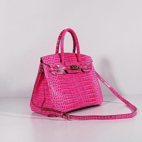 HMS Birkin 30cm Crocodile Leather Bag With Strap Rose Gold
