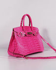 HMS Birkin 30cm Crocodile Leather Bag With Strap Rose Gold