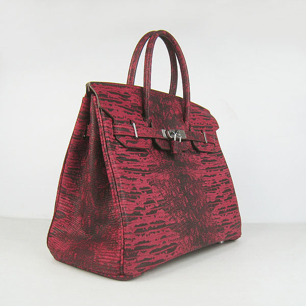 HMS Birkin 35CM Lizard Pattern handbag 6089 Red/silver