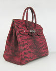 HMS Birkin 35CM Lizard Pattern handbag 6089 Red/silver