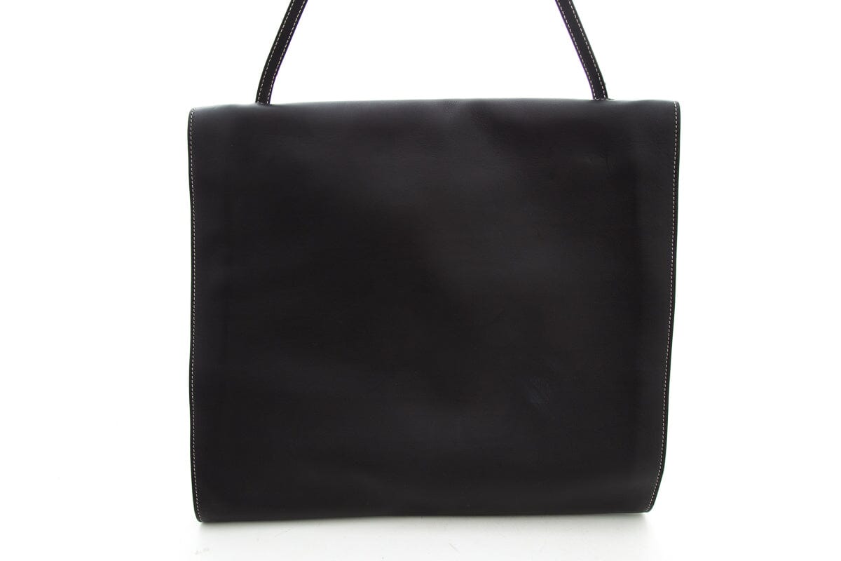 BBERRY Black Leather Large Fold Over Handbag