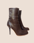 CHRISTIAN D1OR BROWN LEATHER ANKLE BOOTS