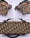 CHRISTIAN D1OR Brown Logo Oblique Canvas Satchel Shoulder Bag